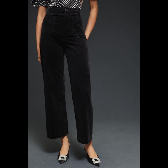 Anthropologie The Colette Cropped Wide-Leg Corduroy Pants by Maeve